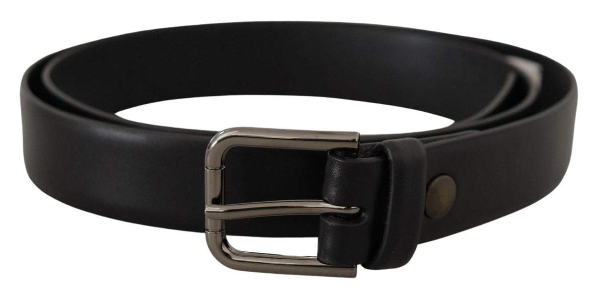 Ceinture classique élégante en cuir noir Dolce &amp; Gabbana