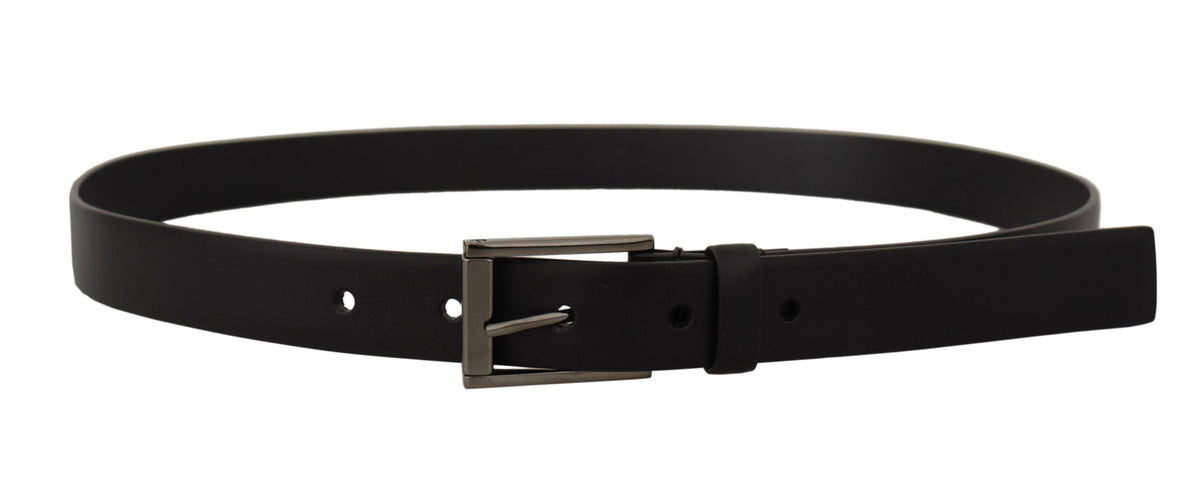 Ceinture élégante en cuir noir Dolce &amp; Gabbana avec boucle en métal