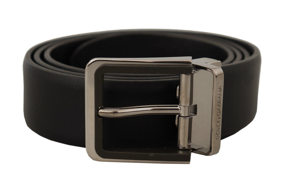 Ceinture élégante en cuir noir Dolce &amp; Gabbana avec boucle en métal