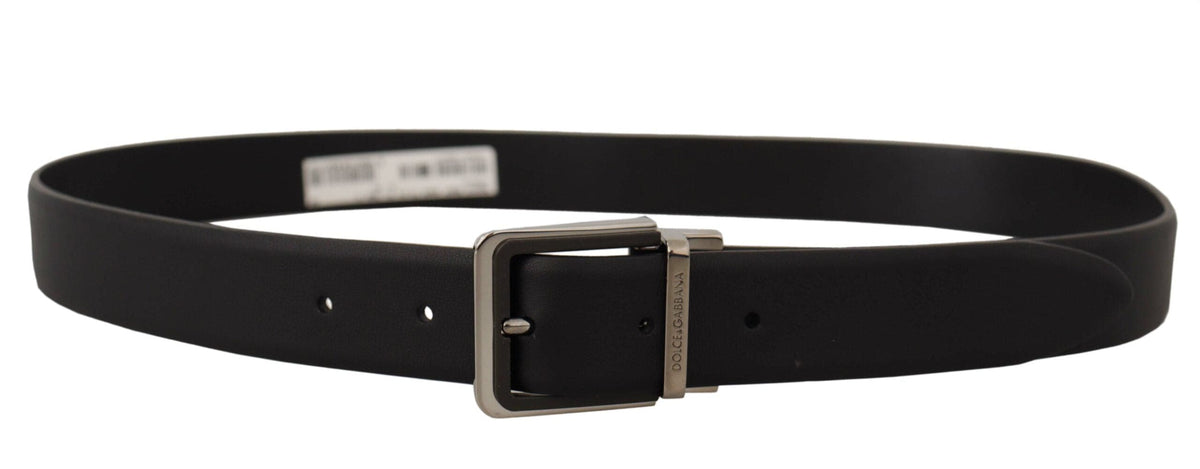 Ceinture élégante en cuir noir Dolce &amp; Gabbana avec boucle en métal