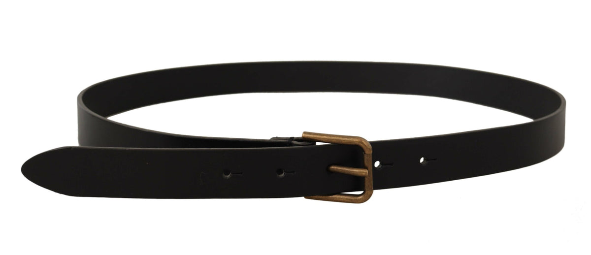 Ceinture élégante en cuir noir Dolce &amp; Gabbana avec boucle en métal