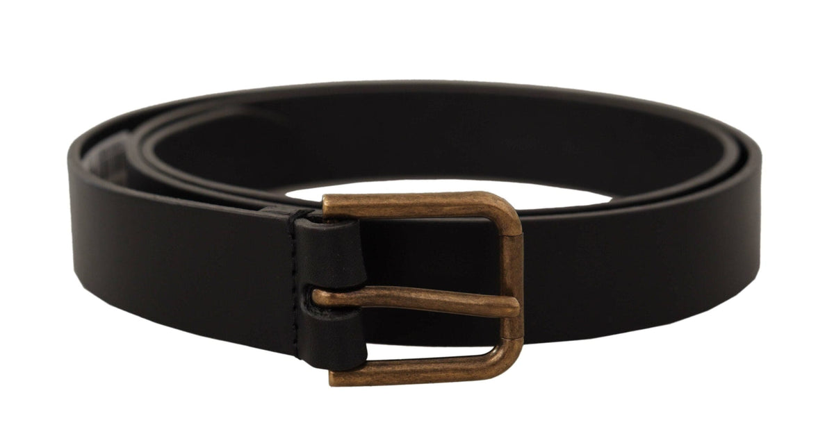 Ceinture élégante en cuir noir Dolce &amp; Gabbana avec boucle en métal