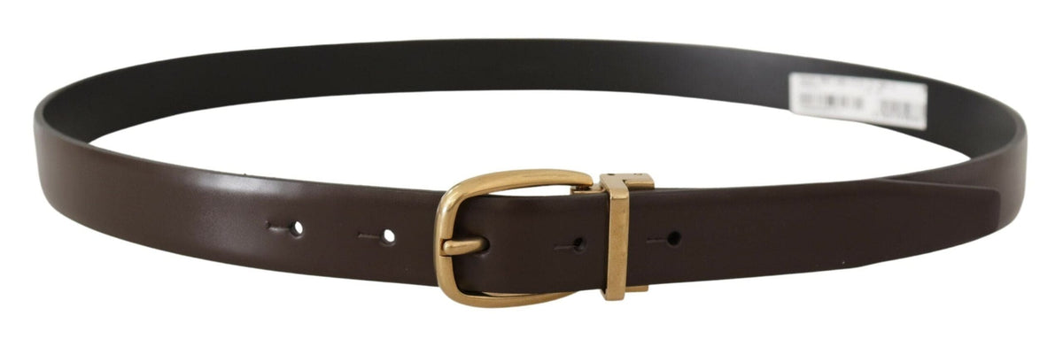 Ceinture élégante en cuir marron foncé Dolce &amp; Gabbana