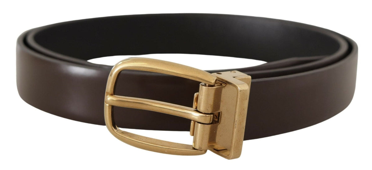 Ceinture élégante en cuir marron foncé Dolce &amp; Gabbana