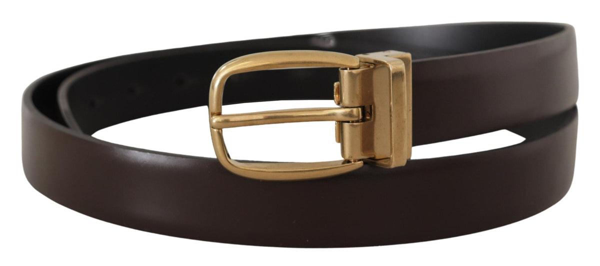 Ceinture élégante en cuir marron foncé Dolce &amp; Gabbana