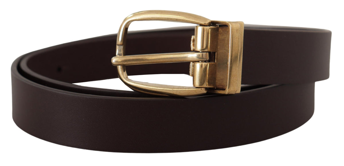 Ceinture élégante en cuir marron foncé Dolce &amp; Gabbana