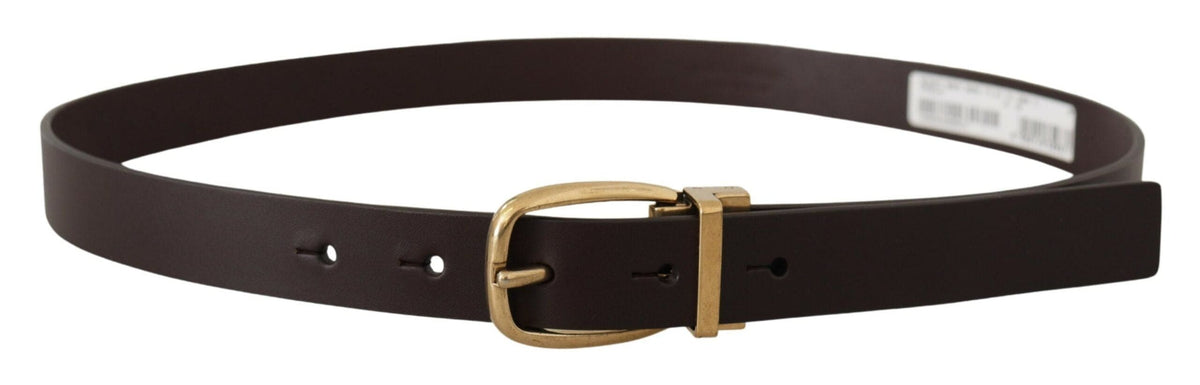 Ceinture élégante en cuir marron foncé Dolce &amp; Gabbana