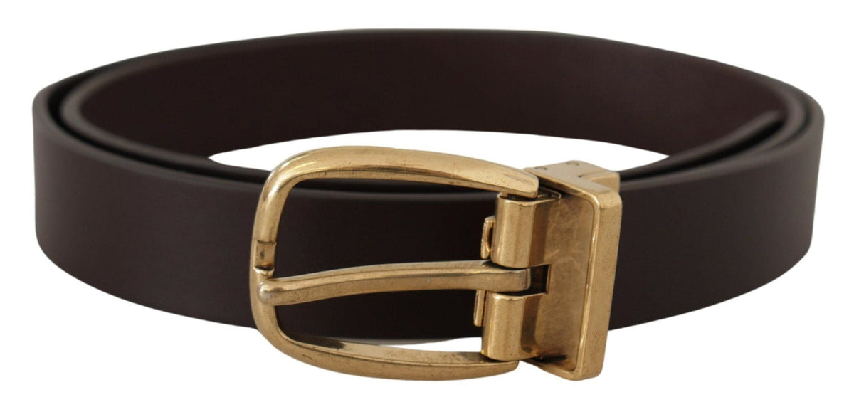 Ceinture élégante en cuir marron foncé Dolce &amp; Gabbana