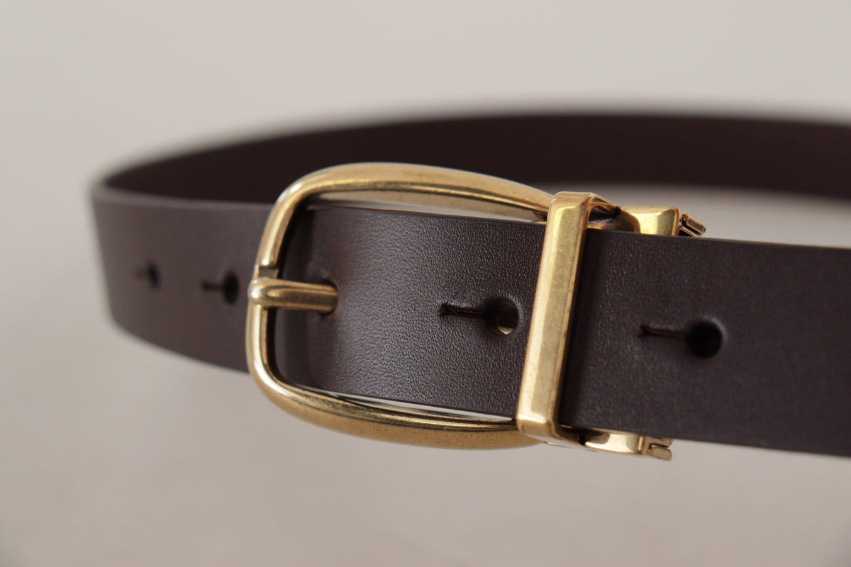 Ceinture élégante en cuir marron foncé Dolce &amp; Gabbana