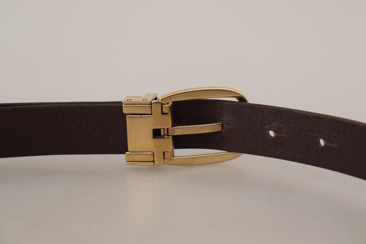 Ceinture élégante en cuir marron foncé Dolce &amp; Gabbana