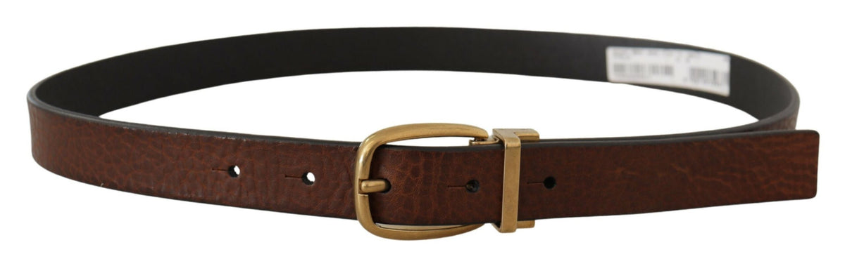 Ceinture élégante en cuir marron Dolce &amp; Gabbana avec boucle à logo