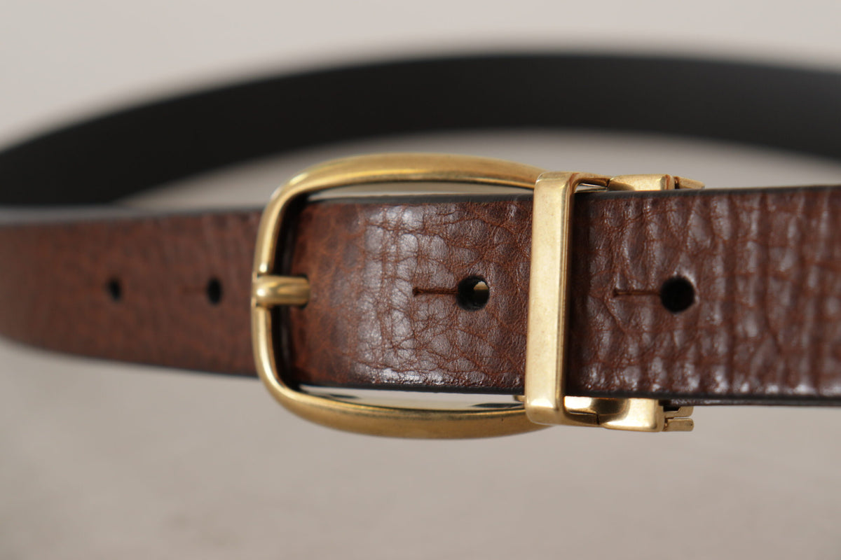 Ceinture élégante en cuir marron Dolce &amp; Gabbana avec boucle à logo