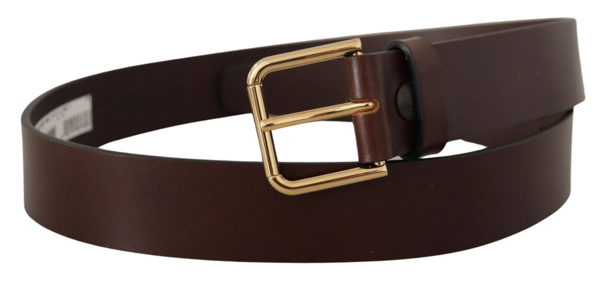 Ceinture élégante en cuir marron foncé Dolce &amp; Gabbana