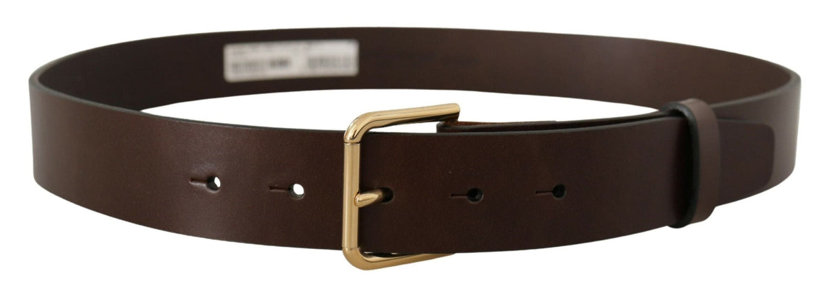 Ceinture élégante en cuir marron foncé Dolce &amp; Gabbana