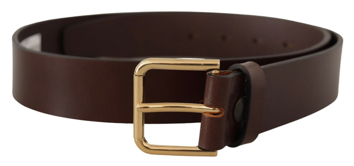 Ceinture élégante en cuir marron foncé Dolce &amp; Gabbana