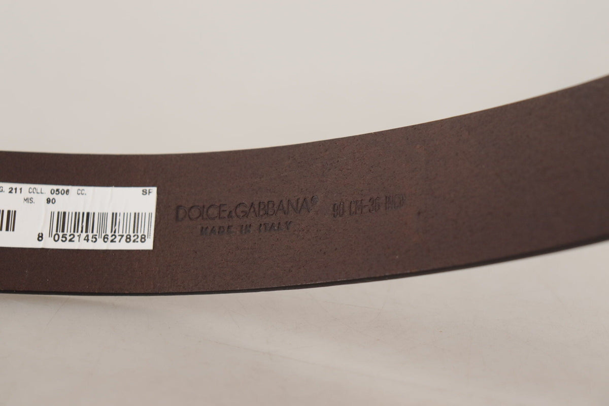 Ceinture élégante en cuir marron foncé Dolce &amp; Gabbana