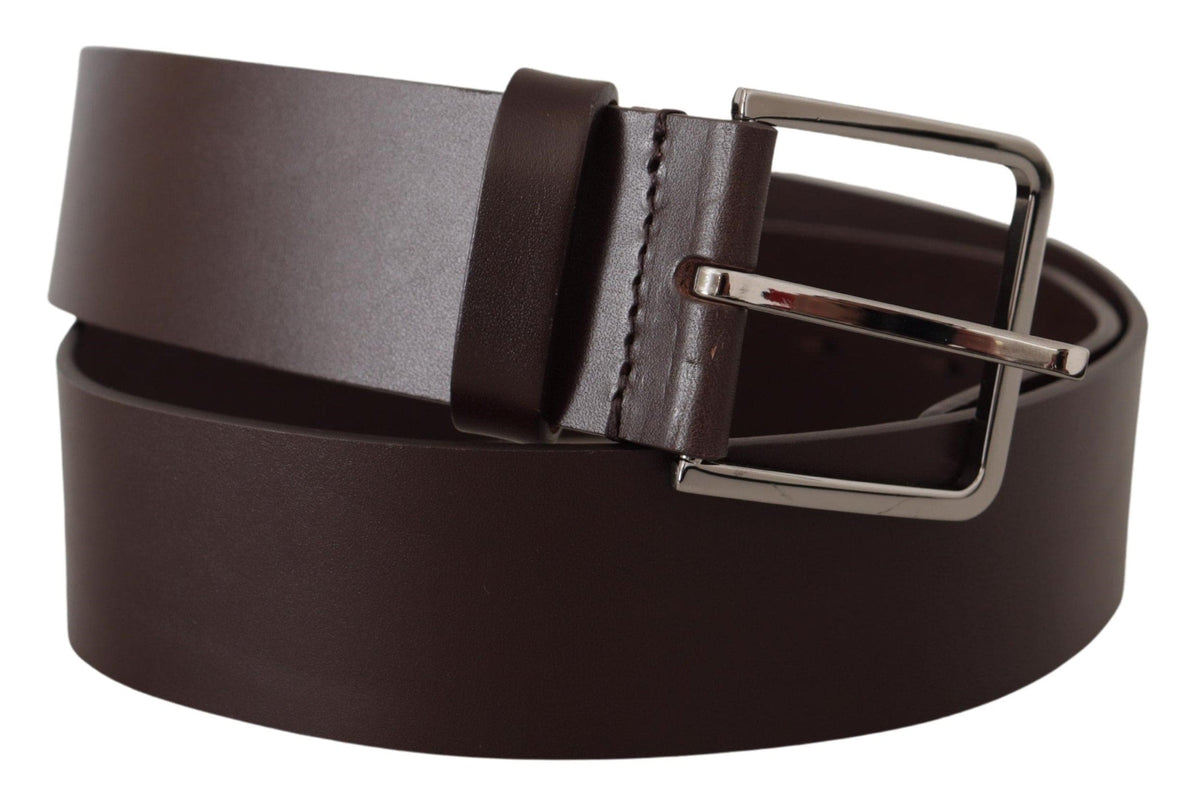 Ceinture élégante en cuir marron foncé Dolce &amp; Gabbana