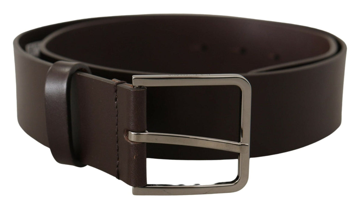 Ceinture élégante en cuir marron foncé Dolce &amp; Gabbana