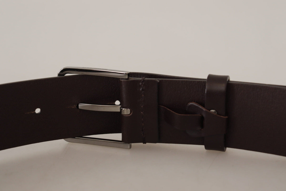 Ceinture élégante en cuir marron foncé Dolce &amp; Gabbana