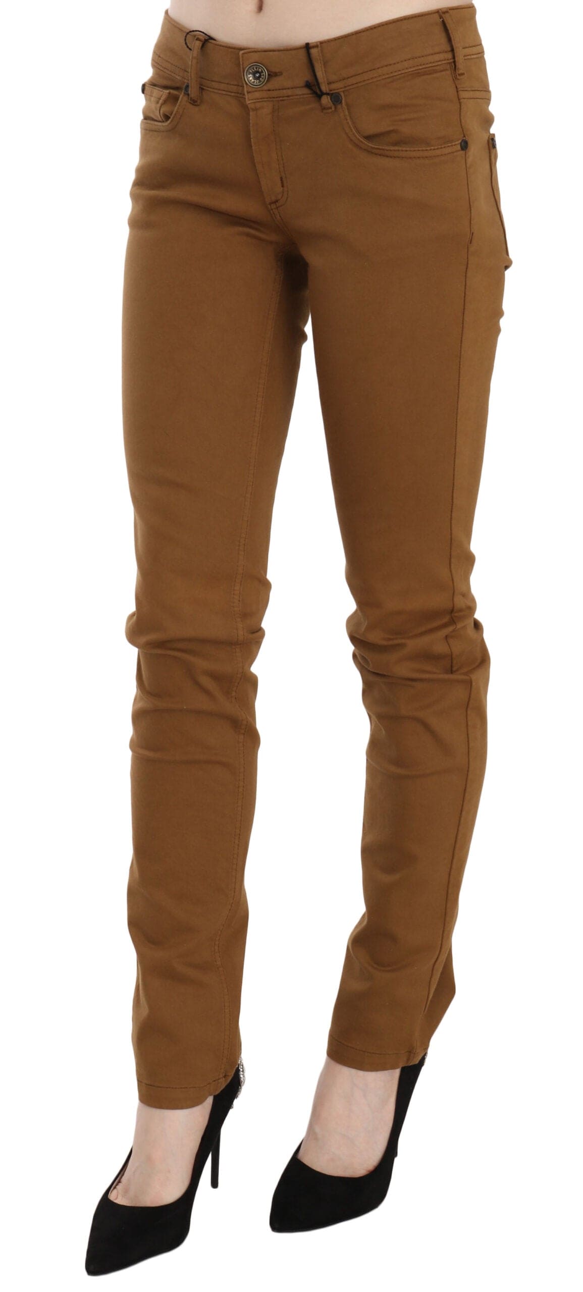 Pantalon skinny taille moyenne chic en coton PLEIN SUD