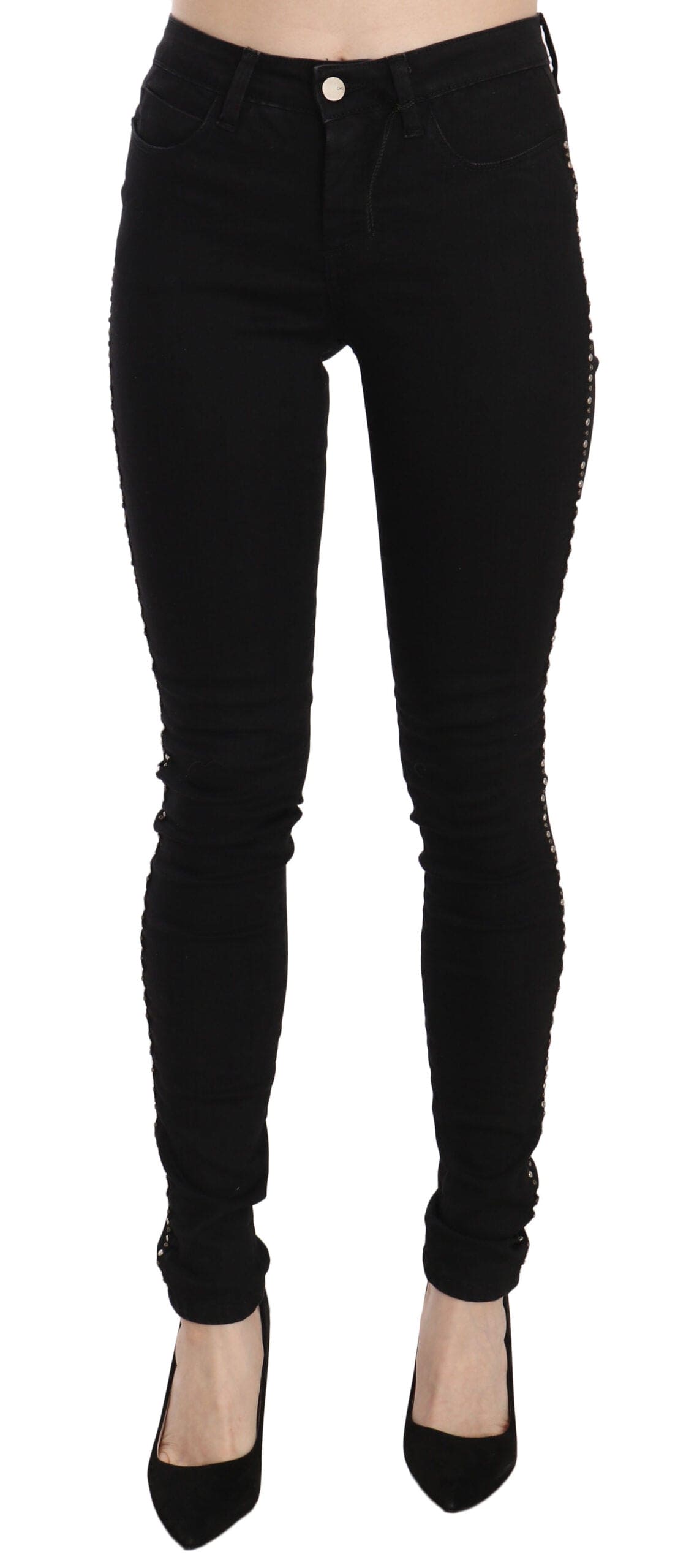 Costume National Chic Taille Mi-Haute Skinny Denim Noir