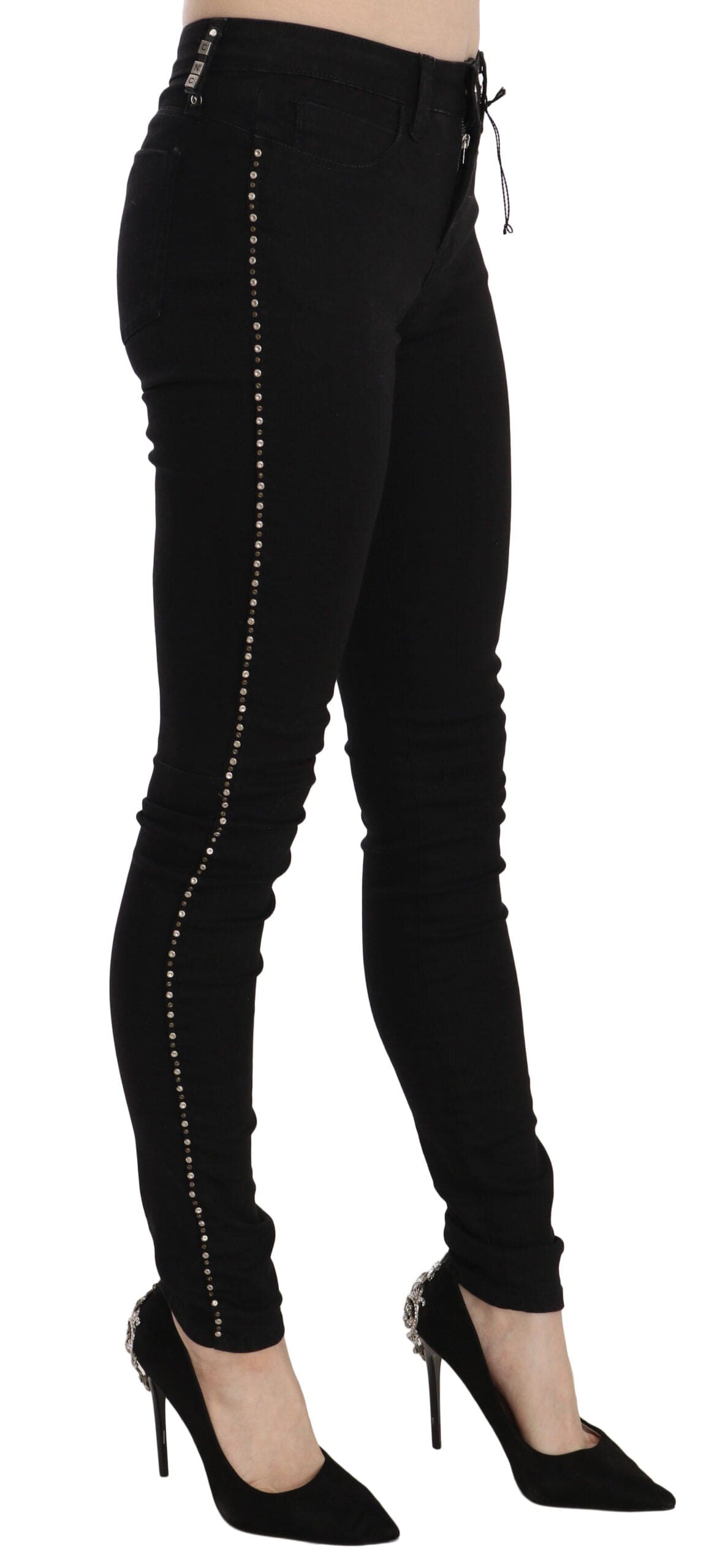 Costume National Chic Taille Mi-Haute Skinny Denim Noir