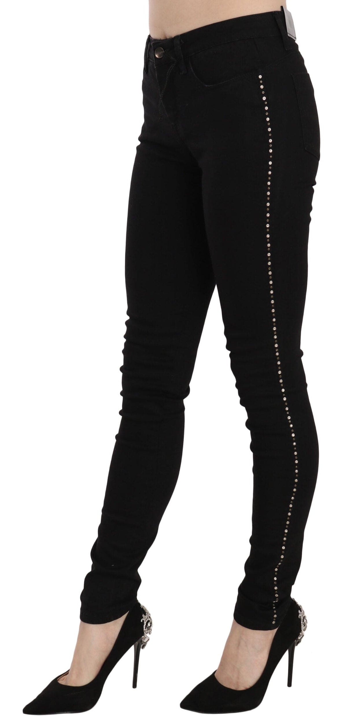 Costume National Chic Taille Mi-Haute Skinny Denim Noir