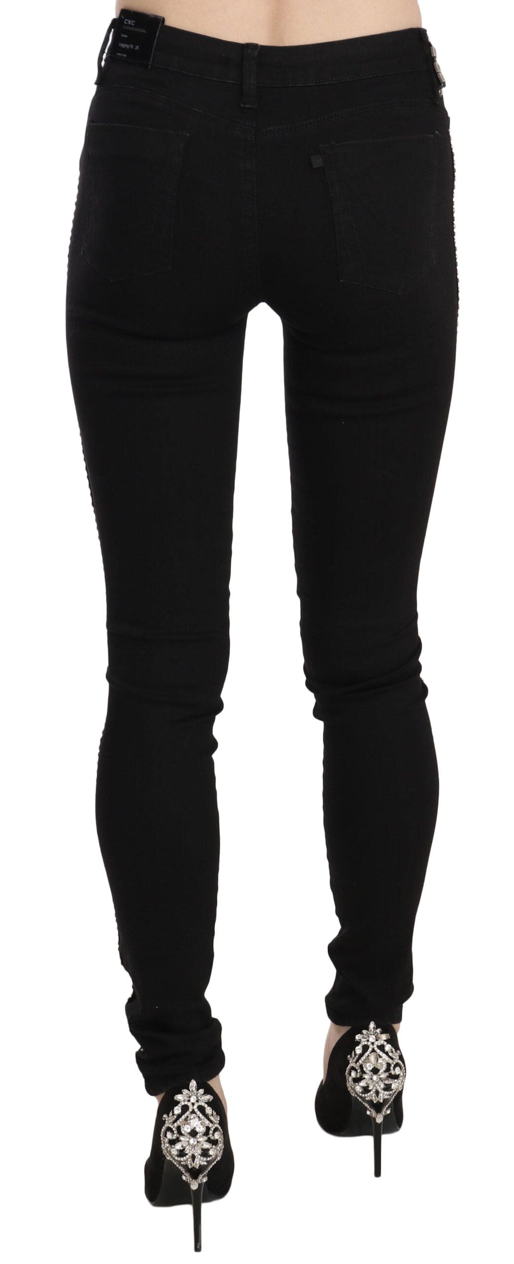 Costume National Chic Taille Mi-Haute Skinny Denim Noir