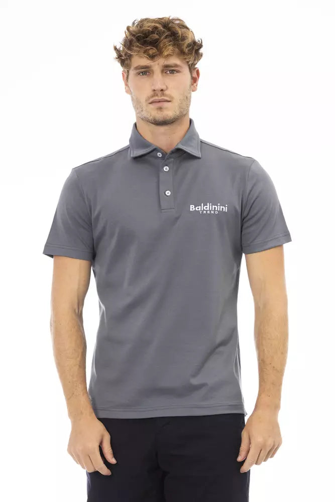 Polo elegante de algodón gris con logotipo bordado de Baldinini Trend