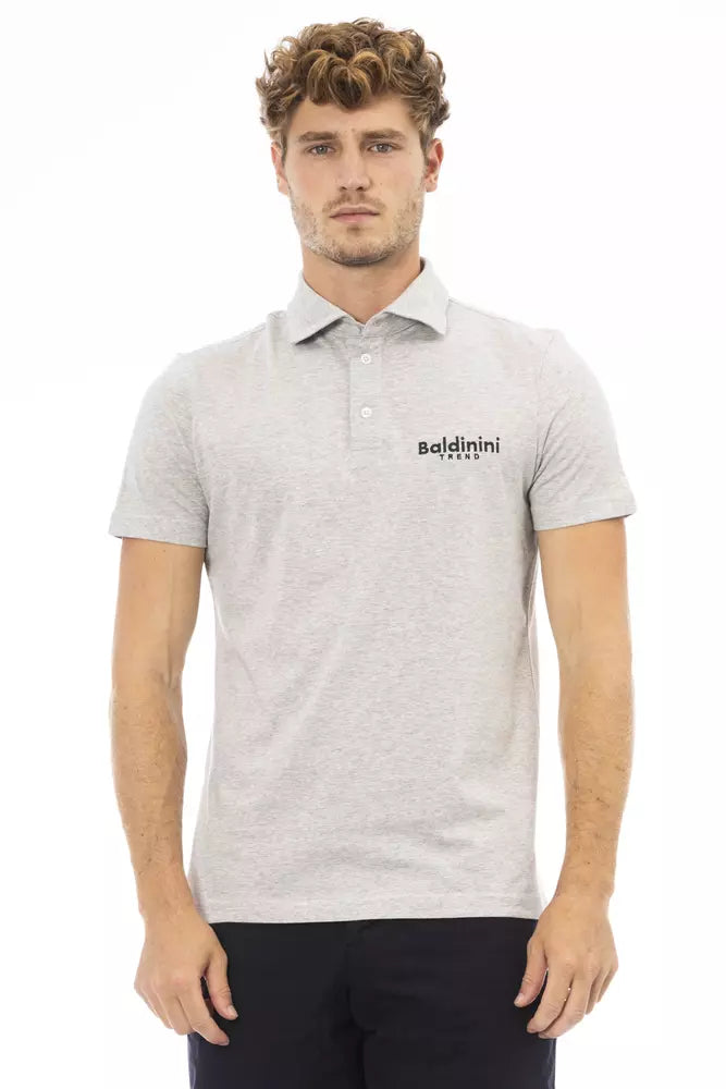 Polo élégant en coton gris avec logo brodé Baldinini Trend