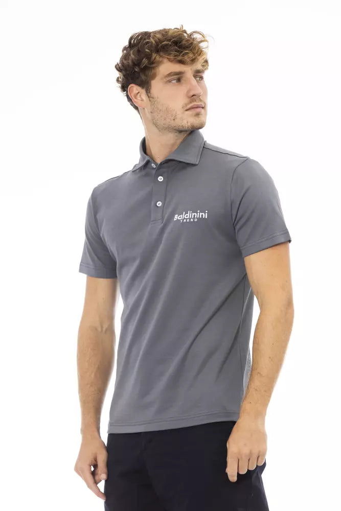 Polo elegante de algodón gris con logotipo bordado de Baldinini Trend