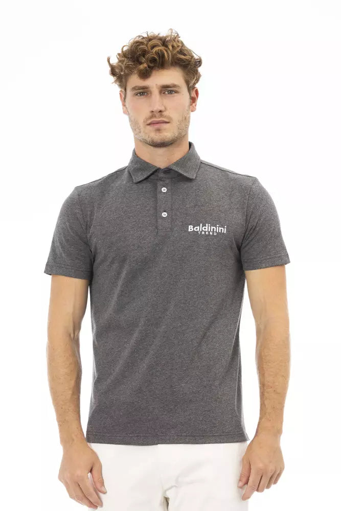 Polo con logotipo bordado en gris Trend Chic de Baldinini