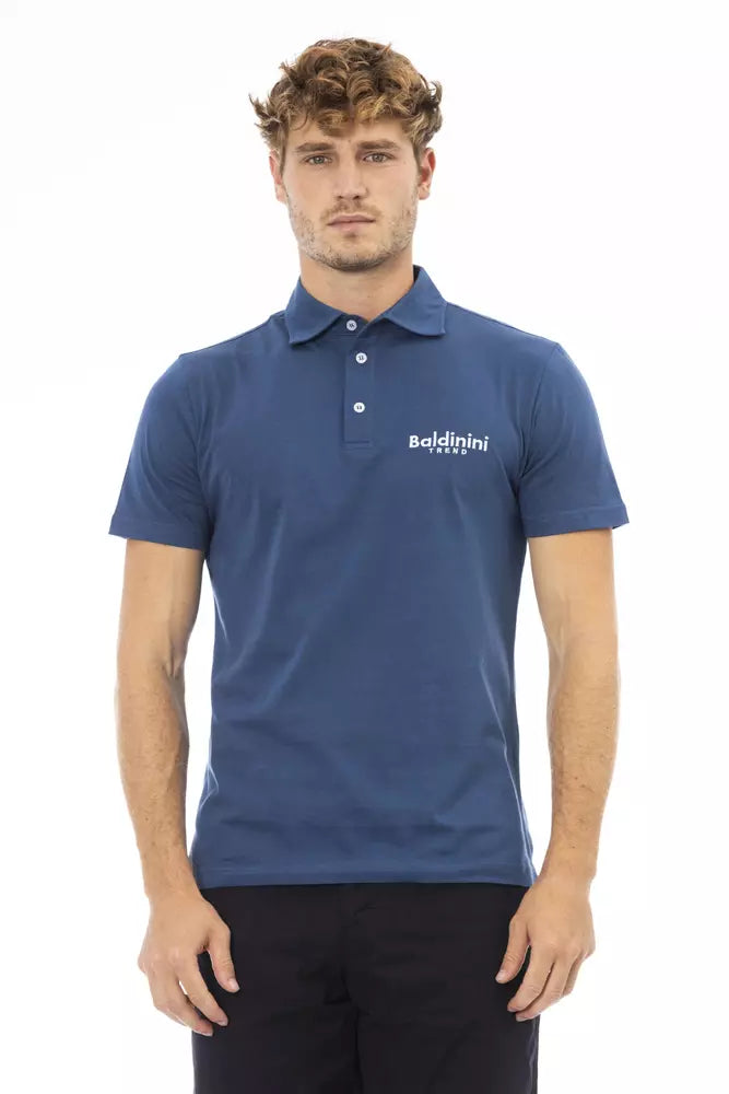 Polo elegante de algodón azul con logotipo bordado de Baldinini Trend