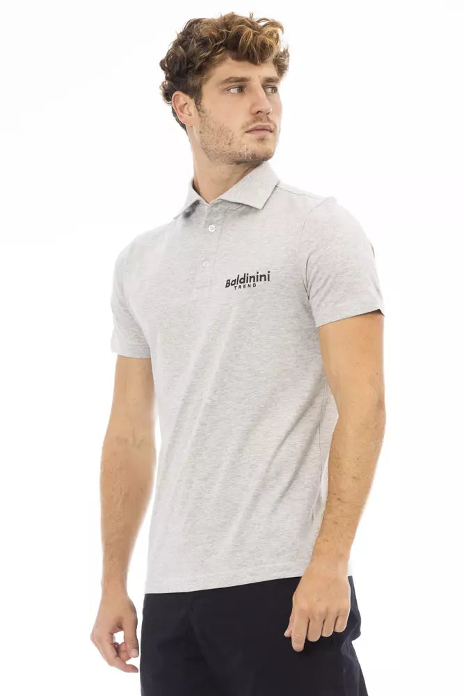 Polo élégant en coton gris avec logo brodé Baldinini Trend