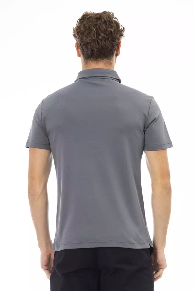 Polo élégant en coton gris avec logo brodé Baldinini Trend