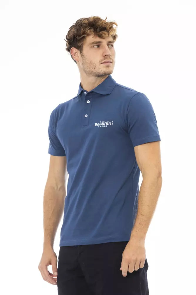 Polo elegante de algodón azul con logotipo bordado de Baldinini Trend