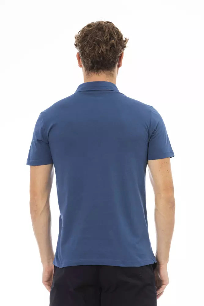 Polo elegante de algodón azul con logotipo bordado de Baldinini Trend