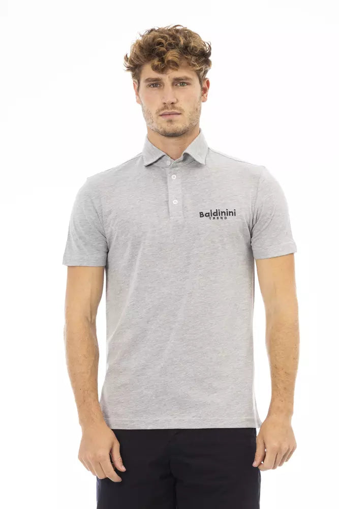 Polo brodé gris tendance chic Baldinini - Coton exquis