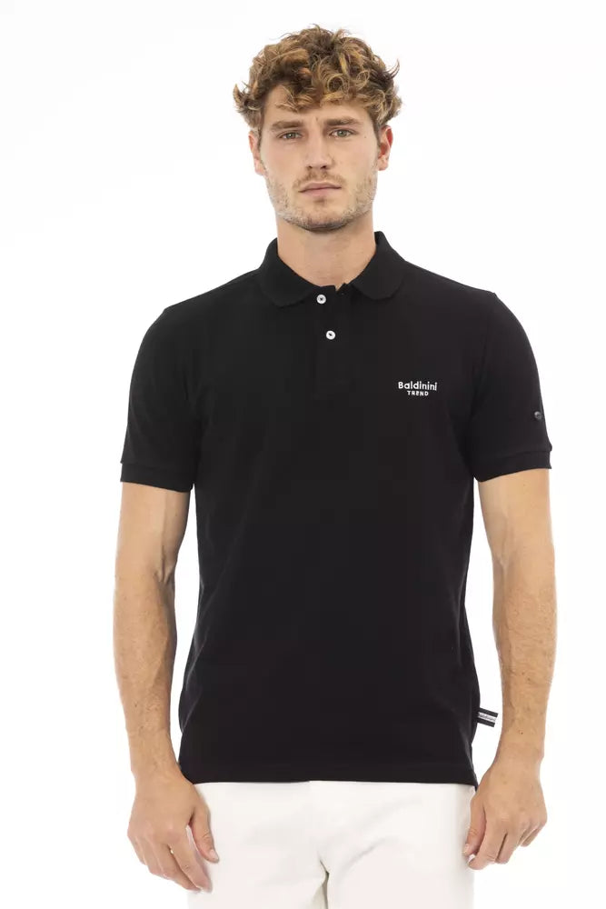 Polo elegante de algodón negro con bordado elegante de Baldinini Trend