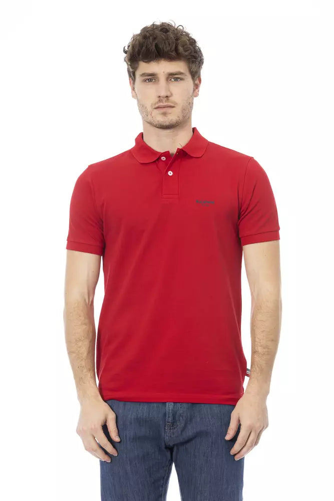 Polo élégant en coton rouge avec broderie chic de Baldinini Trend