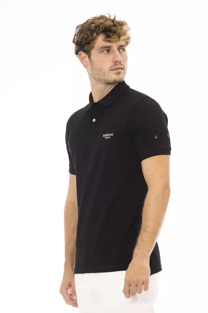 Polo elegante de algodón negro con bordado elegante de Baldinini Trend