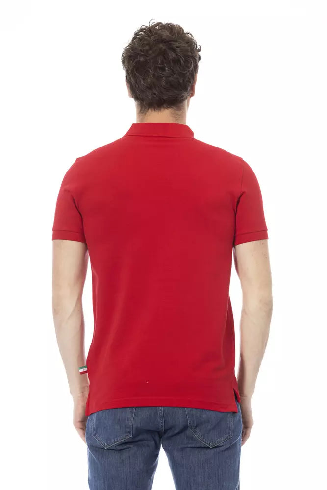 Polo élégant en coton rouge avec broderie chic de Baldinini Trend