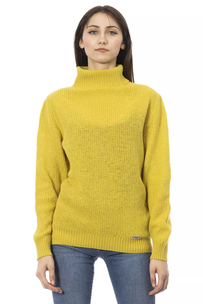 Pull col roulé jaune élégant tendance Baldinini