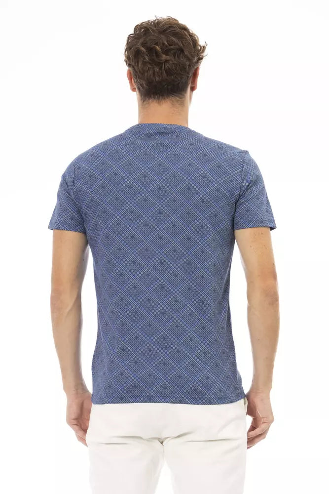 Camiseta de algodón azul Baldinini Trend Elevated con estampado frontal