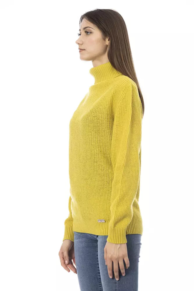 Pull col roulé jaune élégant tendance Baldinini