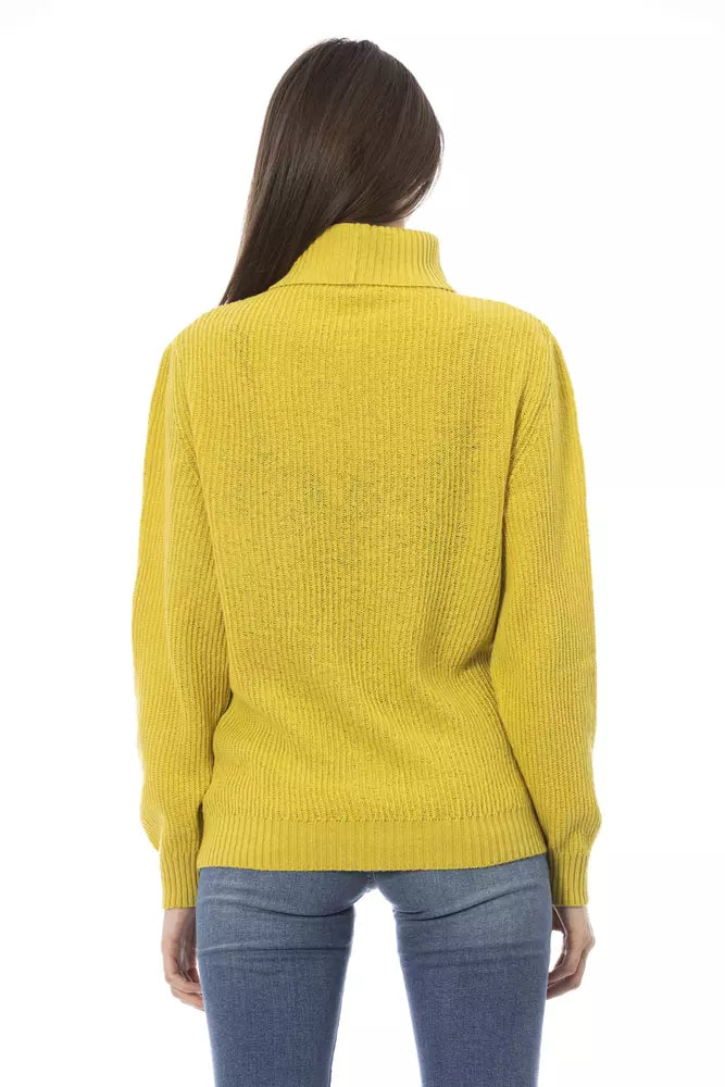 Pull col roulé jaune élégant tendance Baldinini