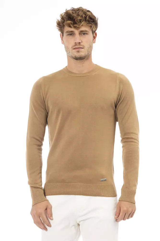 Pull col rond beige en modal et cachemire Baldinini Trend