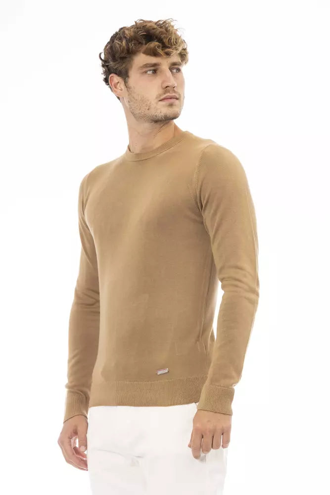 Pull col rond beige en modal et cachemire Baldinini Trend