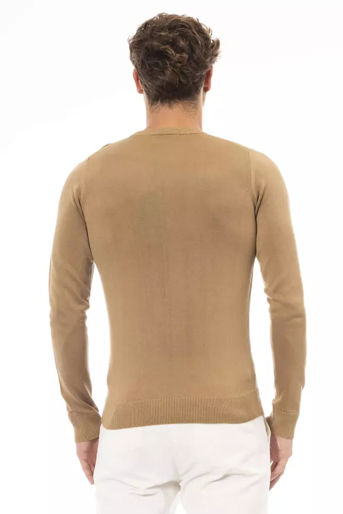 Pull col rond beige en modal et cachemire Baldinini Trend