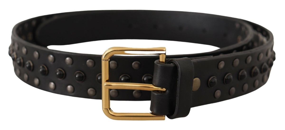 Ceinture élégante en cuir Dolce &amp; Gabbana avec boucle gravée du logo